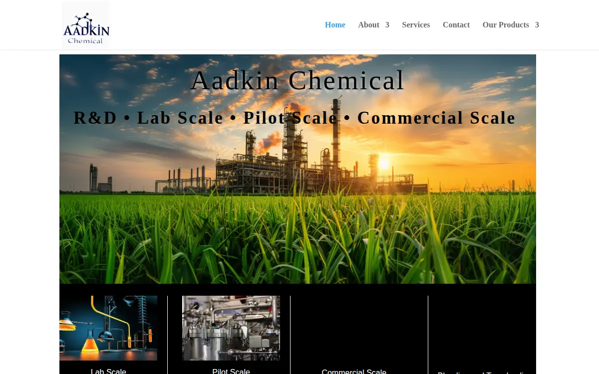 Homepage of Aadkin Chemical LLC