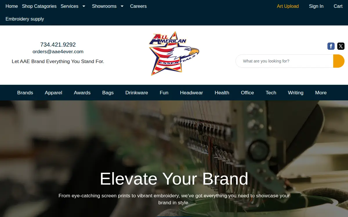 Homepage of All American Embroidery INC