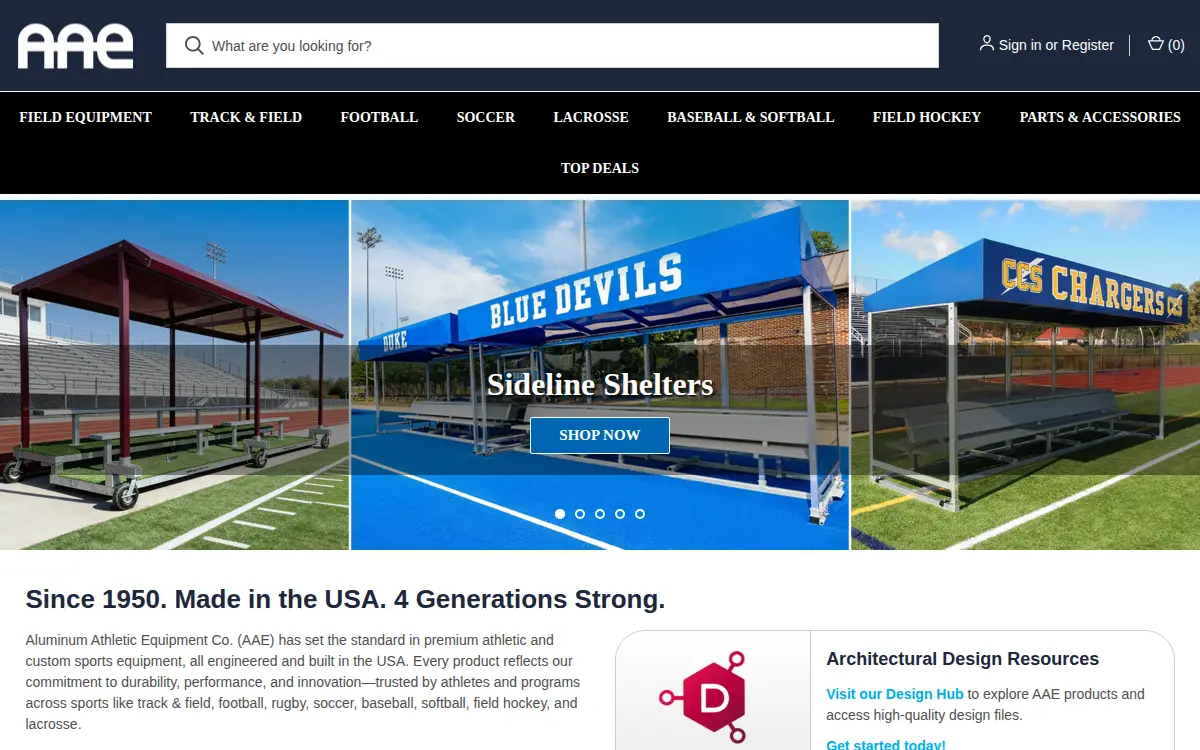 Homepage of Aluminum Athletic Equipment CO