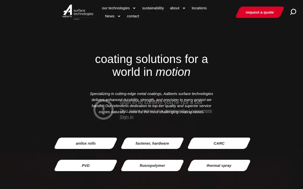 Homepage of Aalberts Surface Technologies Ab, INC.