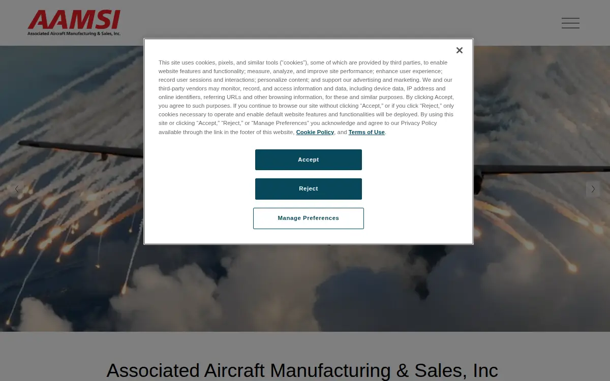 Homepage of Associated Aircraft Manufacturing & Sales, INC.