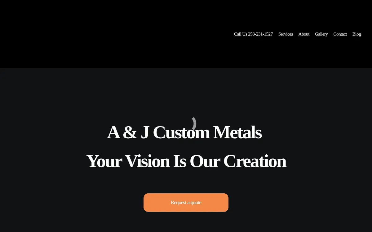 Homepage of A&j Custom Metals LLC