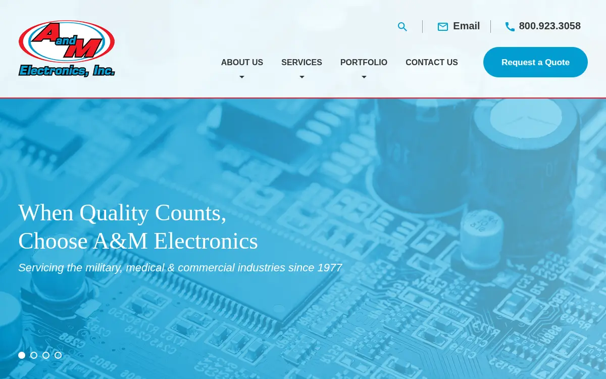 Homepage of A & M Electronics, INC.