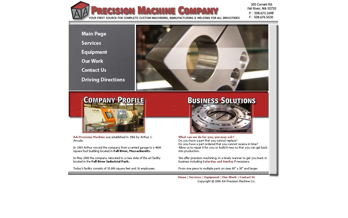 Homepage of A a Precision Machine Co., INC.