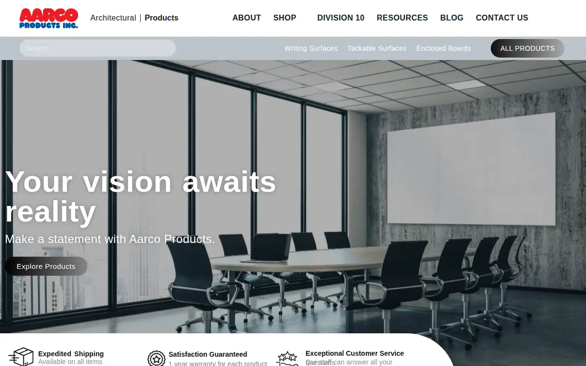 Homepage of Aarco Products INC