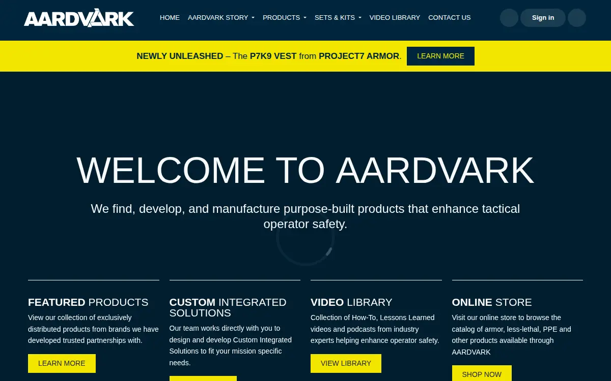 Homepage of Aardvark