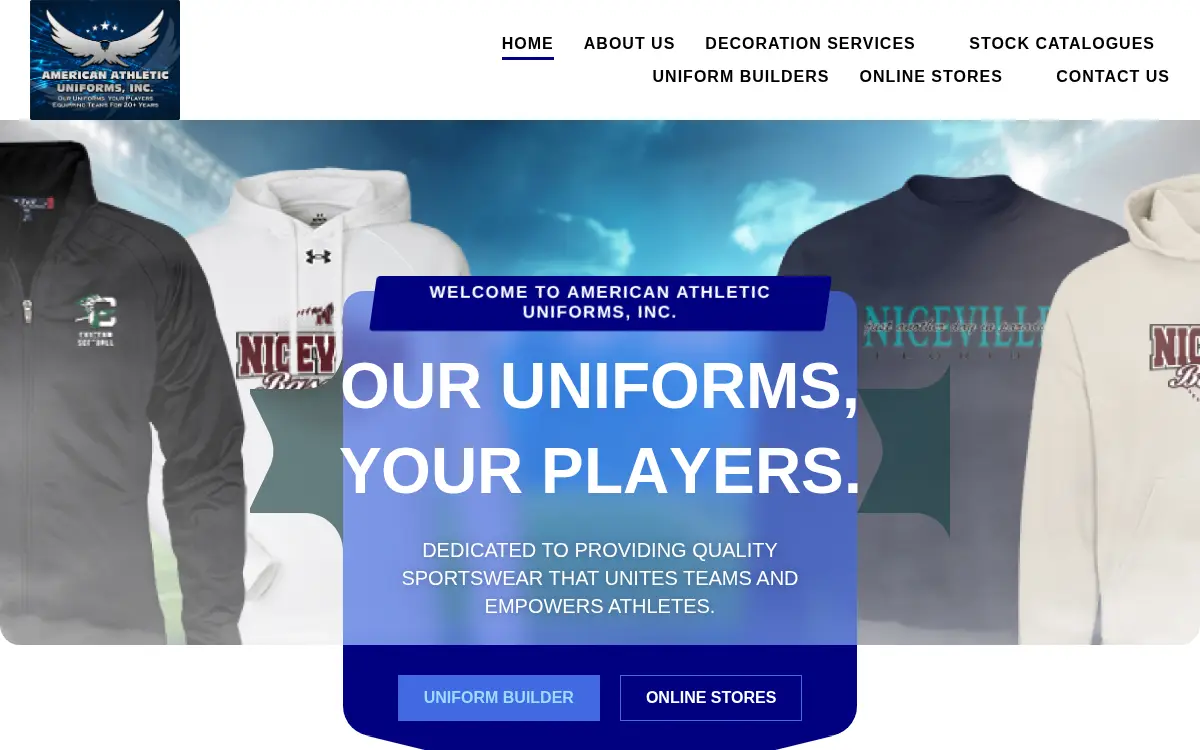 Homepage of American Athletic Uniforms, INC.