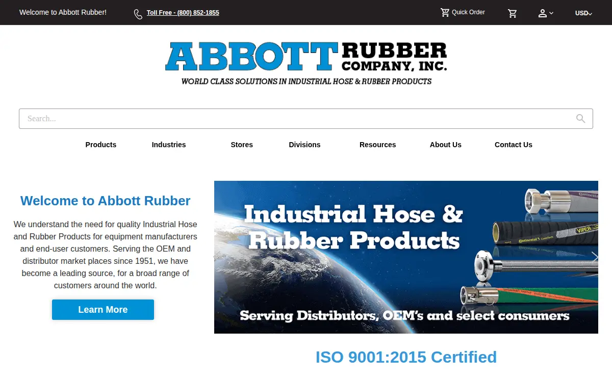 Homepage of Abbott Rubber CO INC