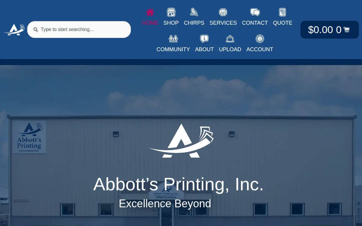 Homepage of Abbott's Printing, INC.