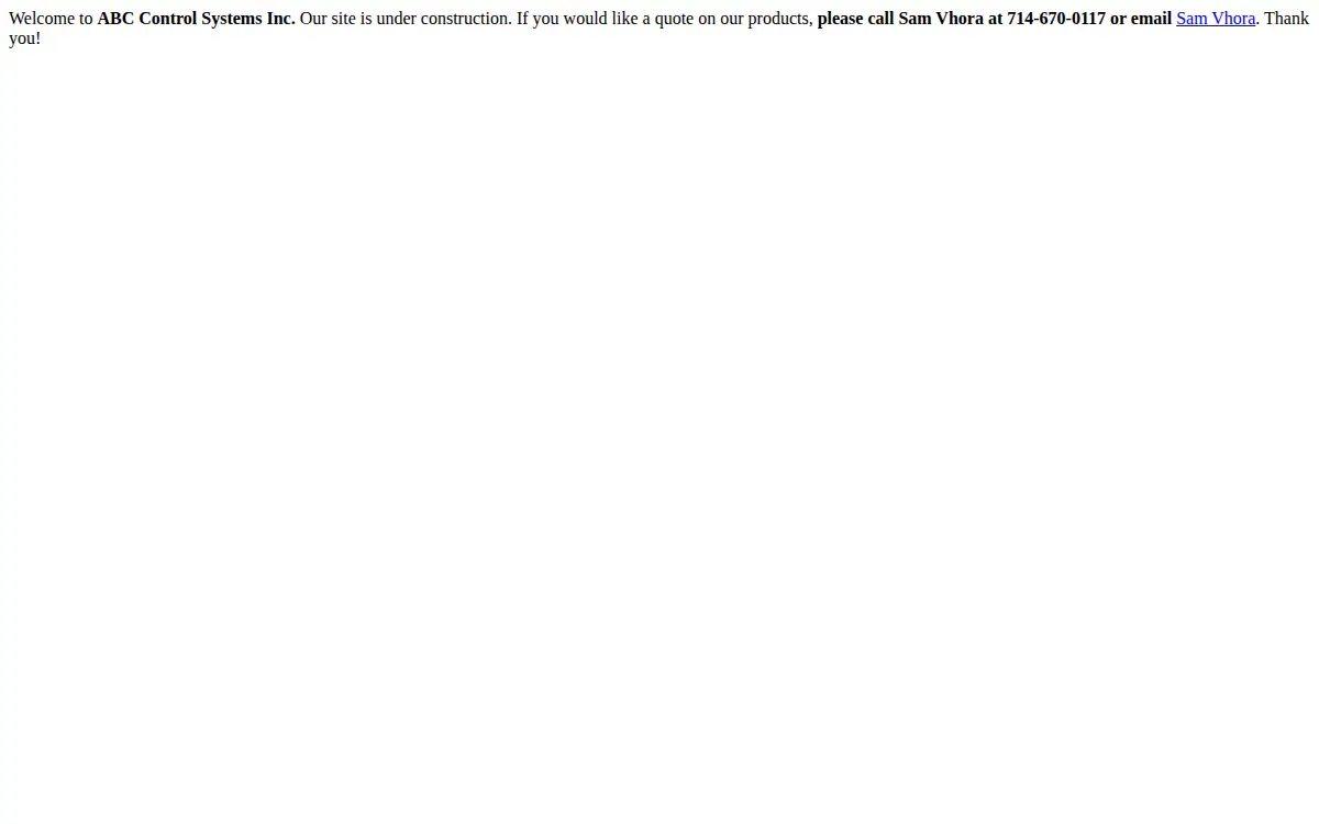 Homepage of Abc Control Systems, INC.