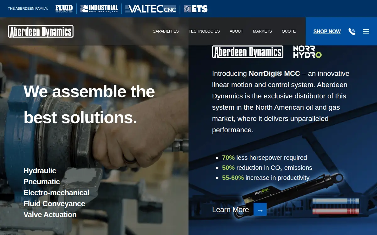 Homepage of Aberdeen Dynamics L.l.c.