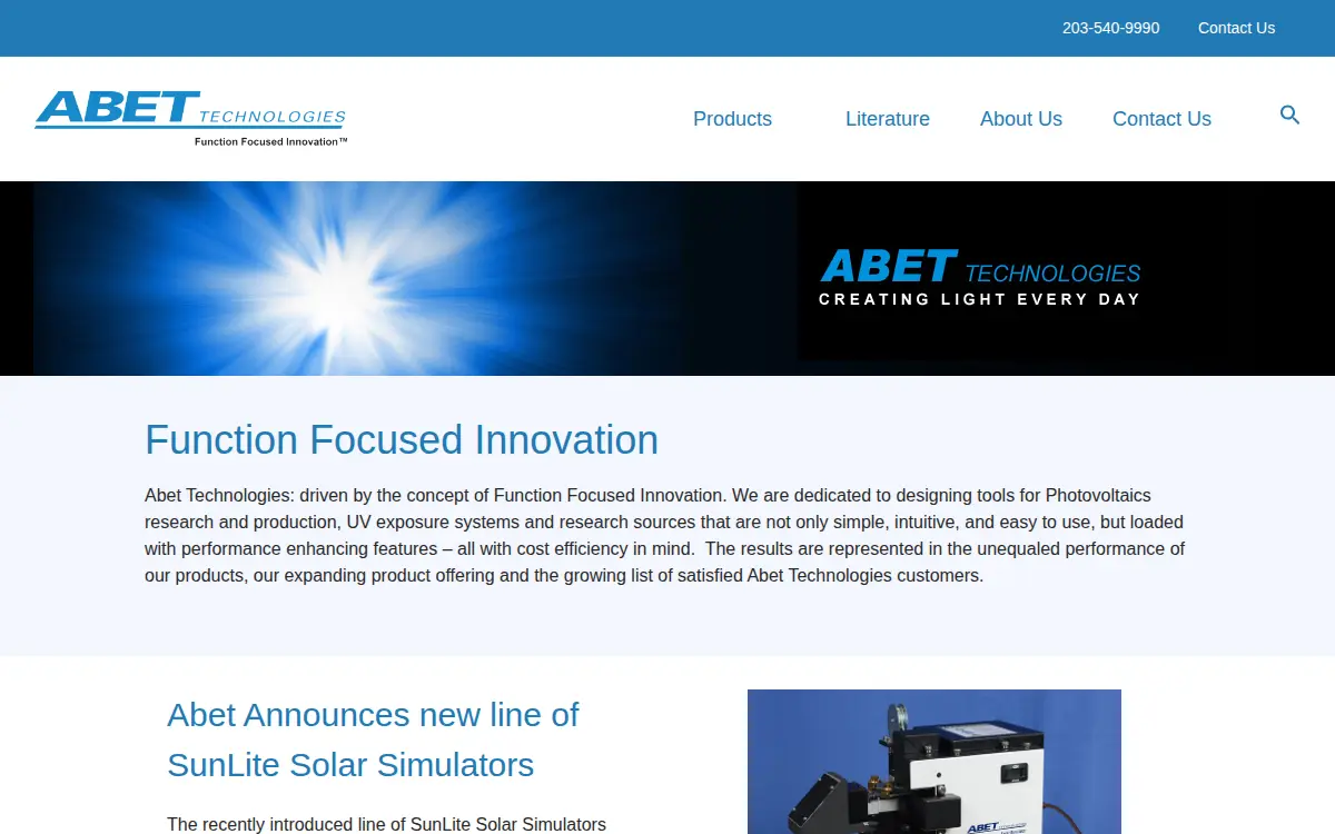 Homepage of Abet Technologies, INC