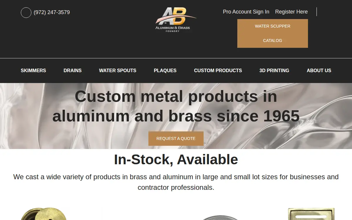 Homepage of A&b Foundry, LLC