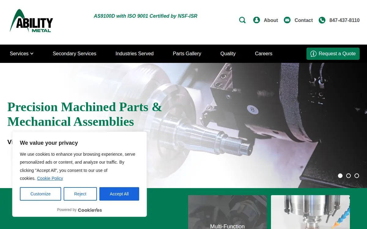 Homepage of Ability Metal Company