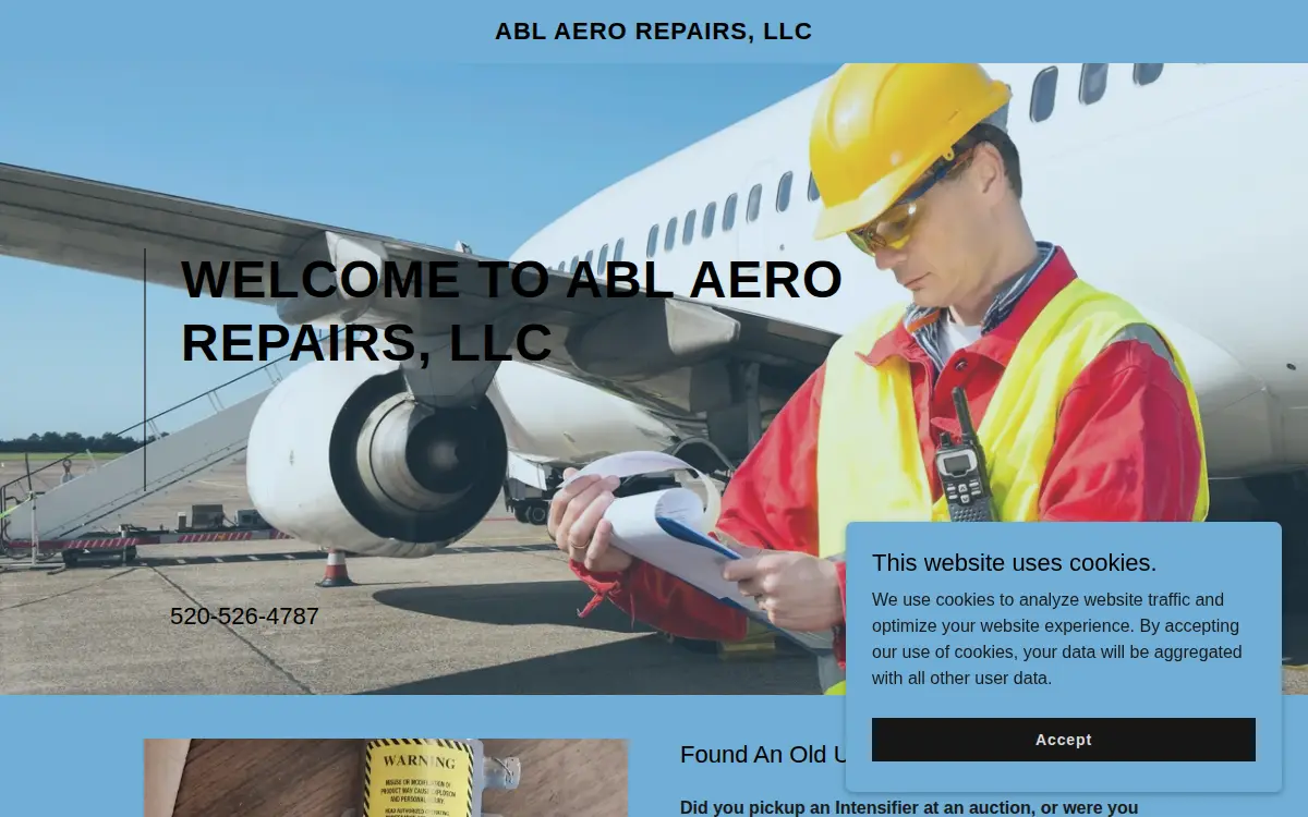 Homepage of Abl Aero Repairs, LLC