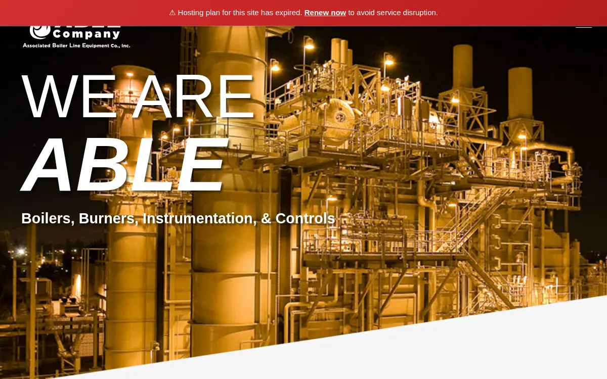 Homepage of Associated Boiler Line Equipment Co., INC.
