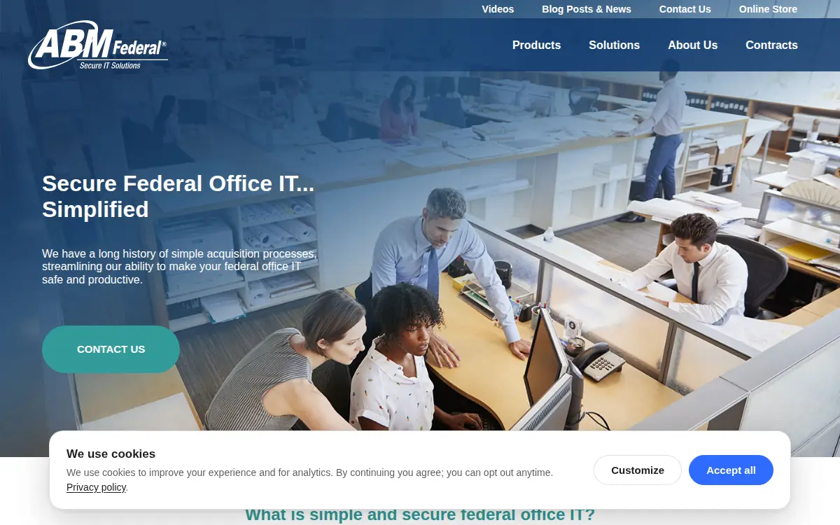 Homepage of Abm Federal Sales, INC.