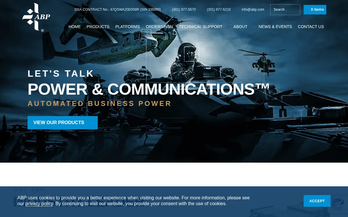 Homepage of Automated Business Power, INC.