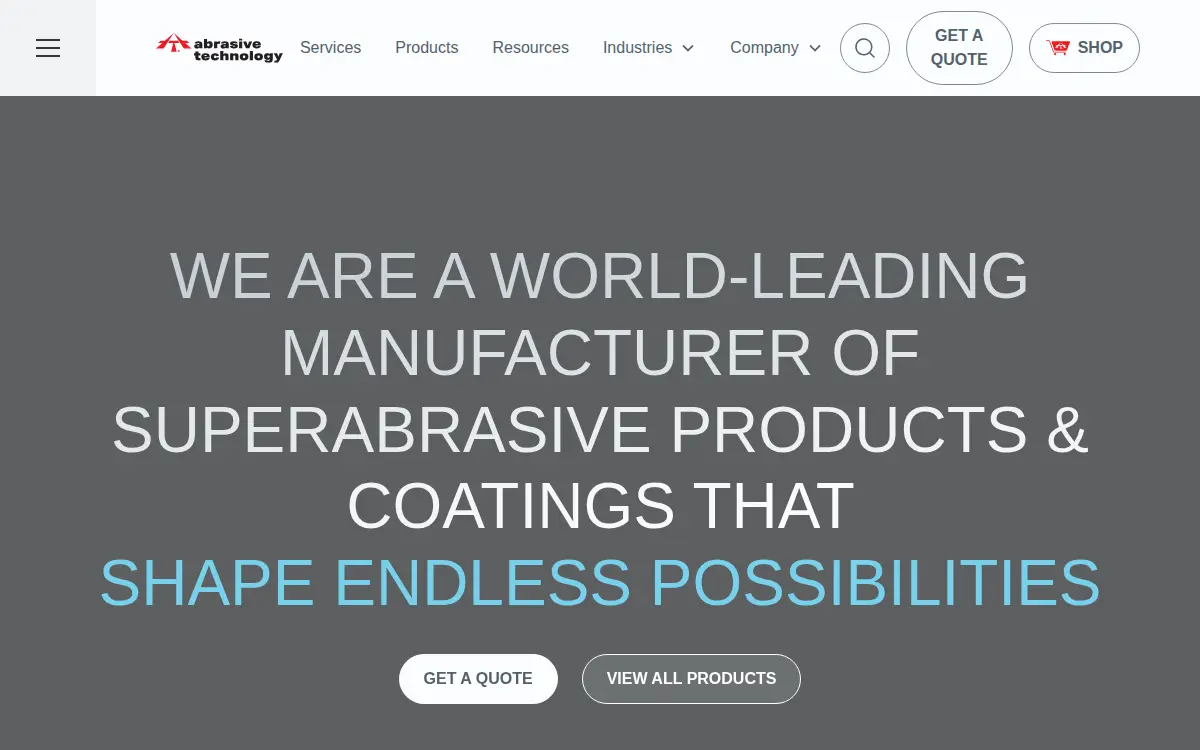 Homepage of Abrasive Technology, LLC