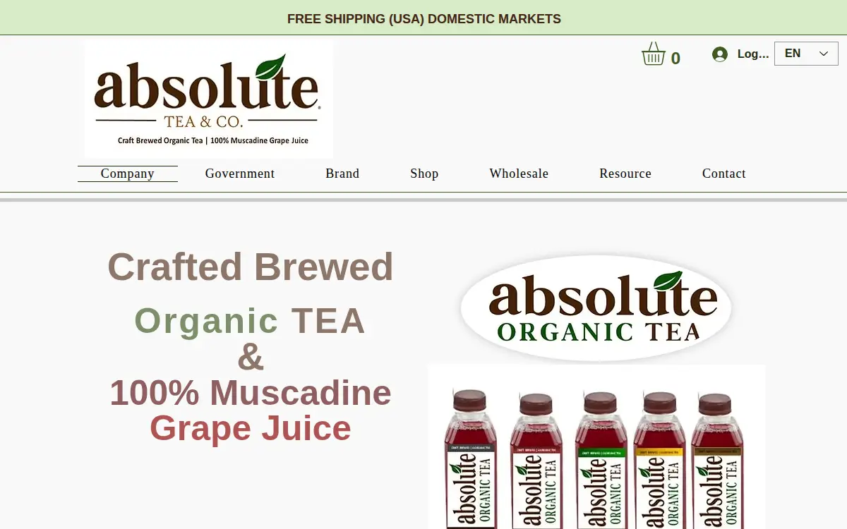 Homepage of Absolute Tea & CO. LLC