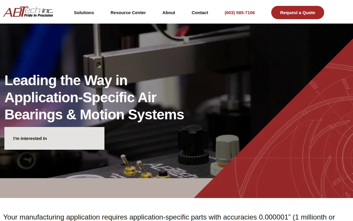 Homepage of Abtech, INC.