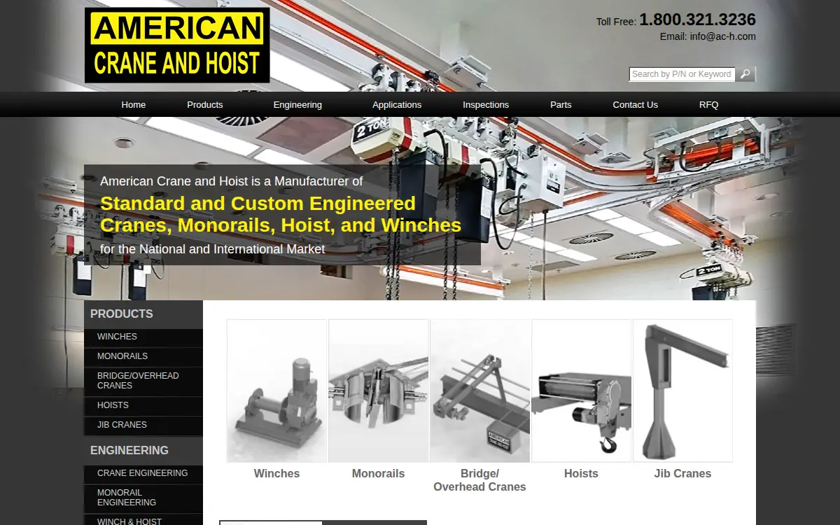 Homepage of American Crane and Hoist CORP