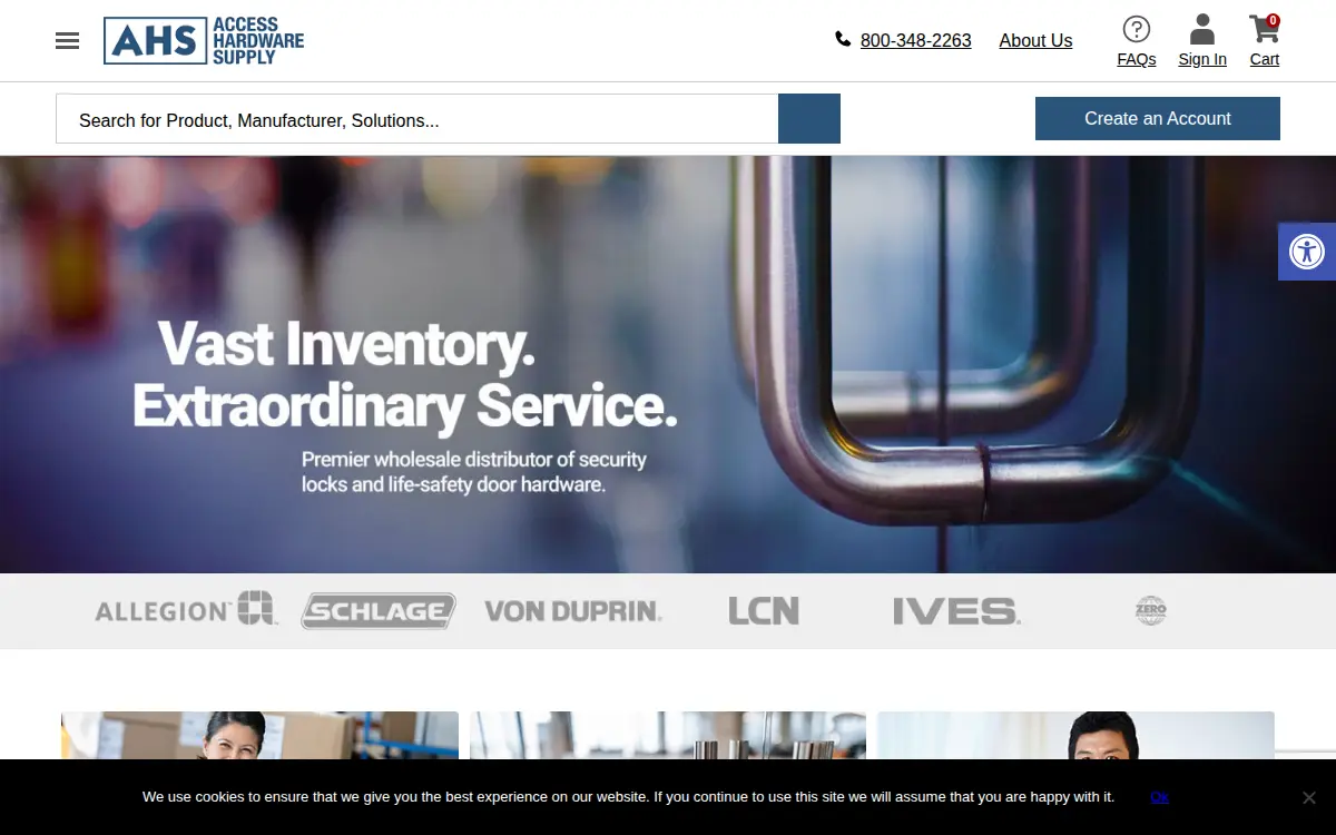 Homepage of Access Hardware Supply, INC.