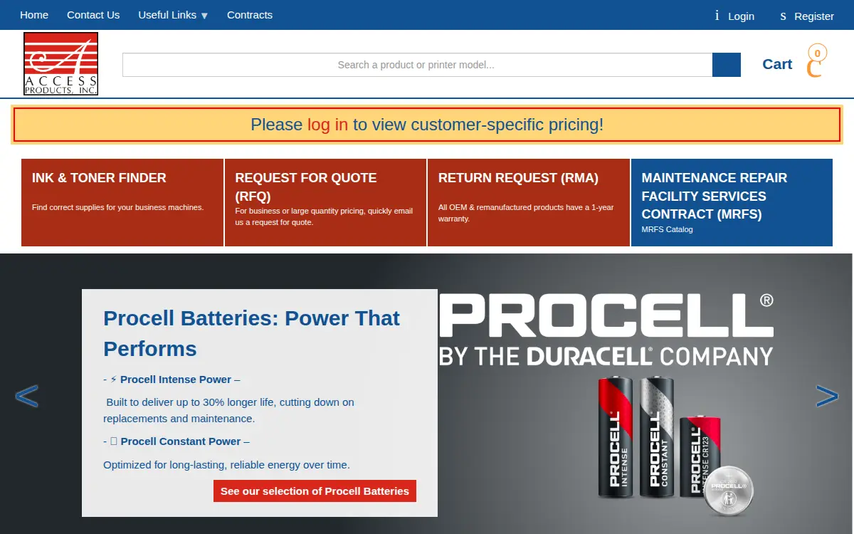 Homepage of Access Products INC
