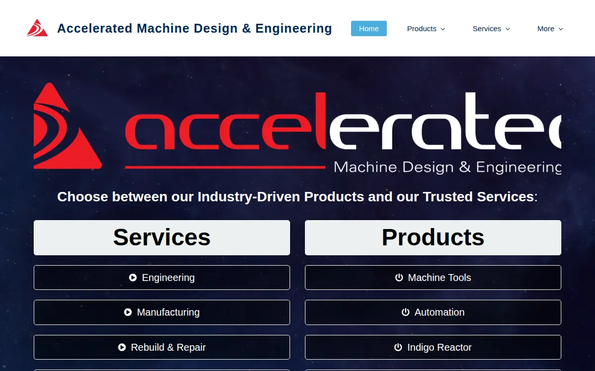 Homepage of Accelerated Machine Design & Engineering LLC