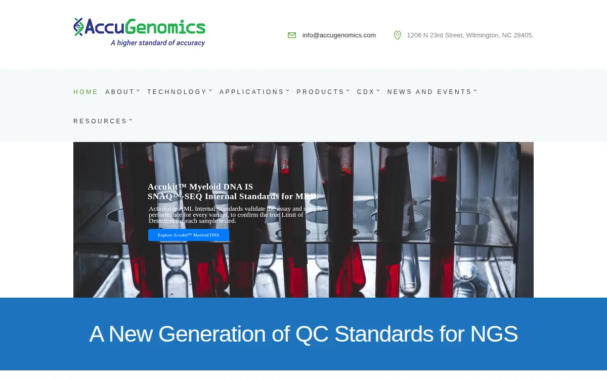 Homepage of Accugenomics, INC.