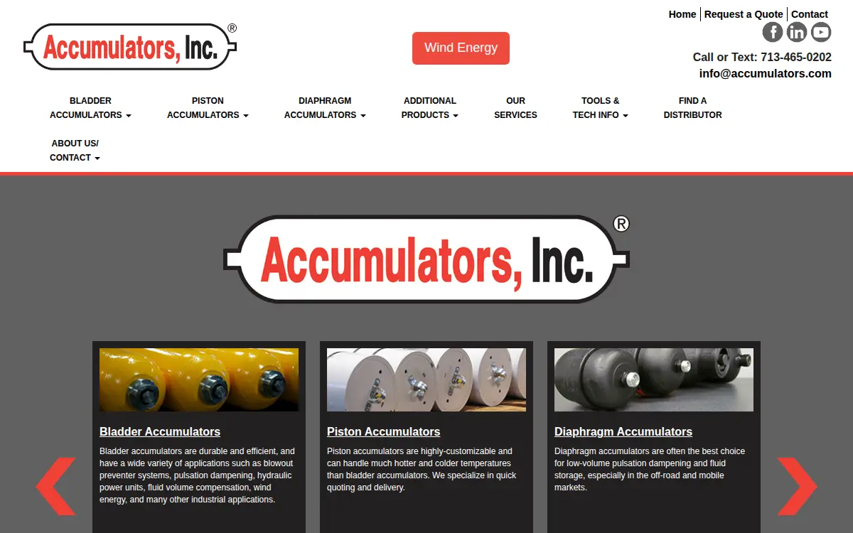Homepage of Accumulators, INC.