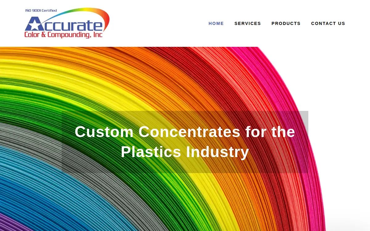 Homepage of Accurate Color and Compounding, INC.