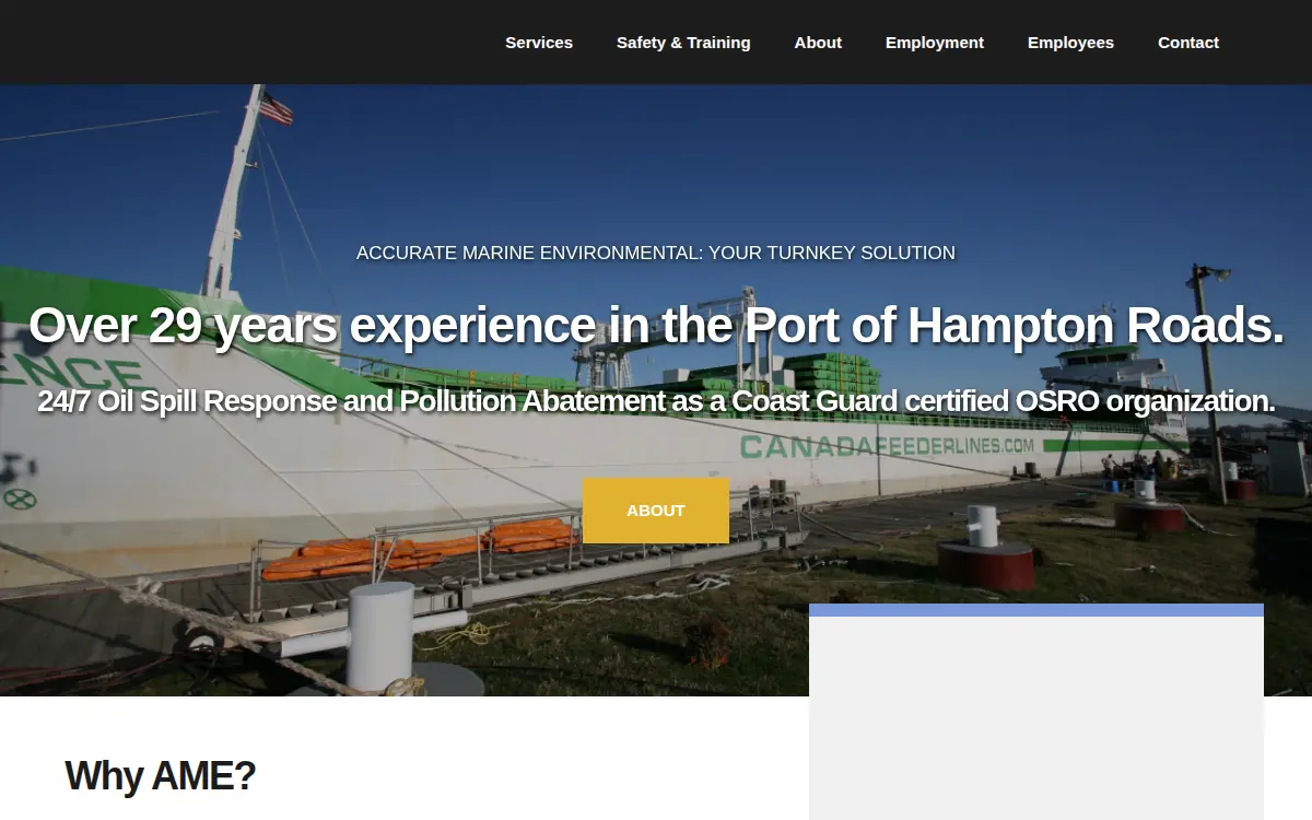 Homepage of Accurate Marine Environmental, LLC