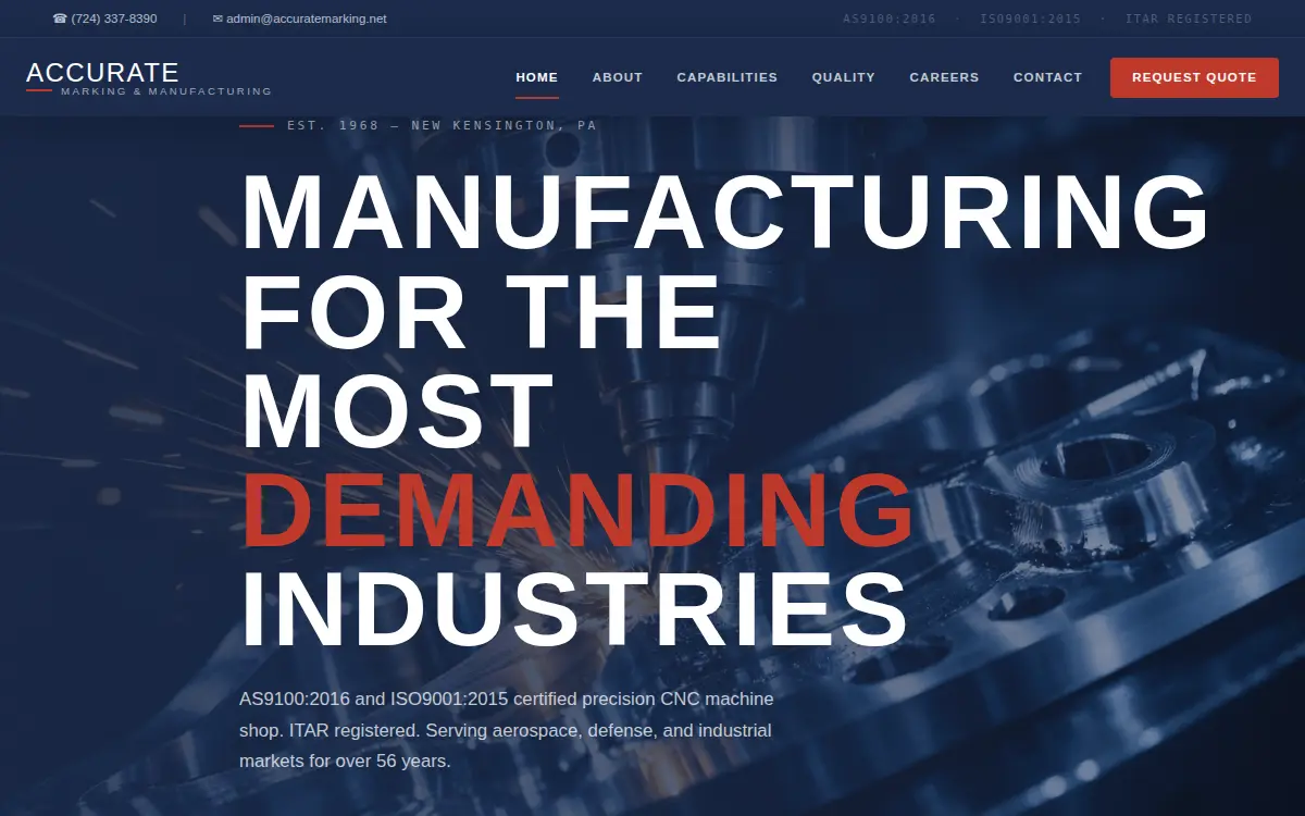 Homepage of Accurate Marking Products, INC.