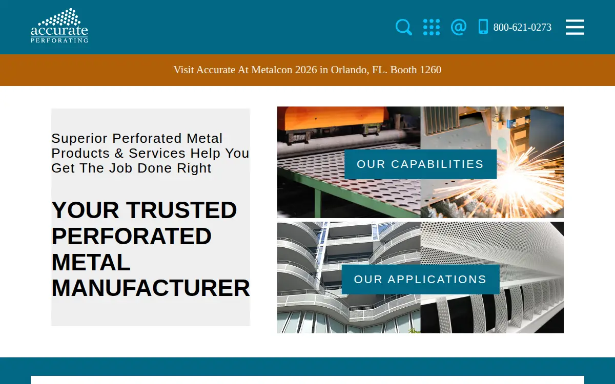 Homepage of Accurate Perforating Co., INC.