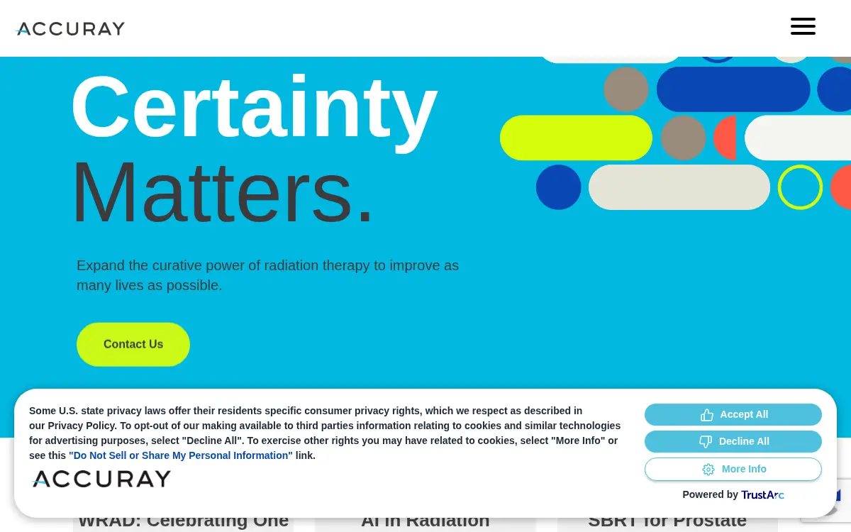 Homepage of Accuray Incorporated
