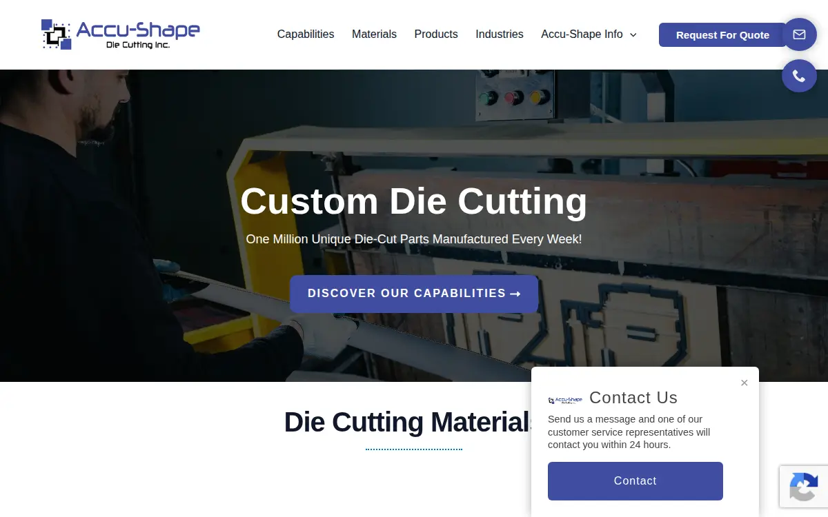 Homepage of Accu-shape Die Cutting, INC