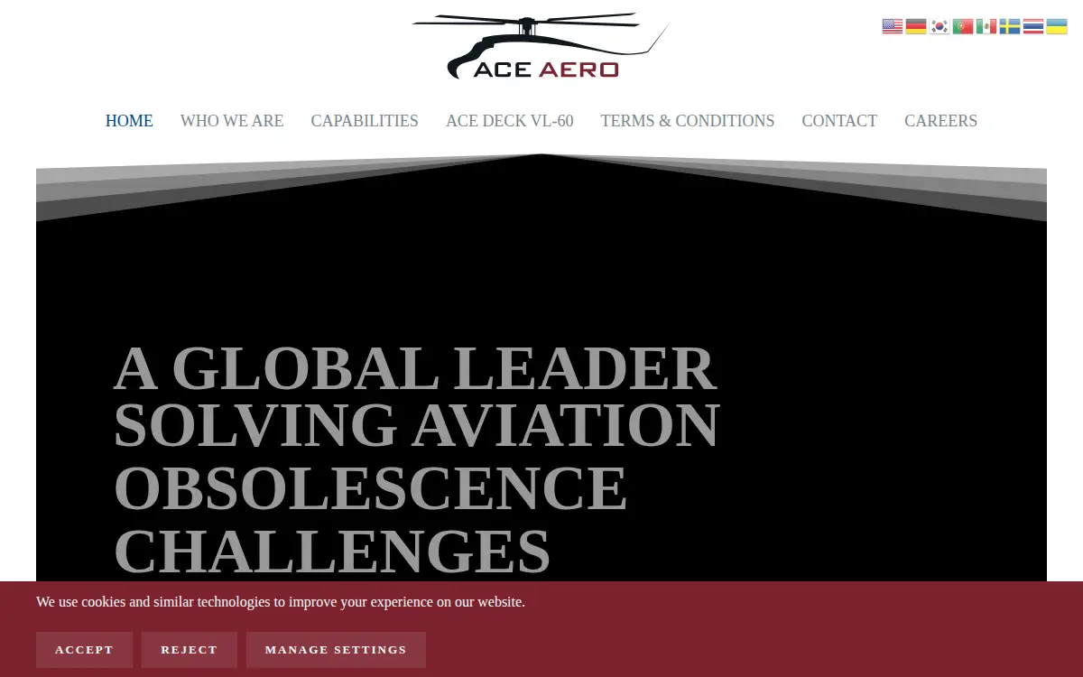 Homepage of Ace Aeronautics LLC