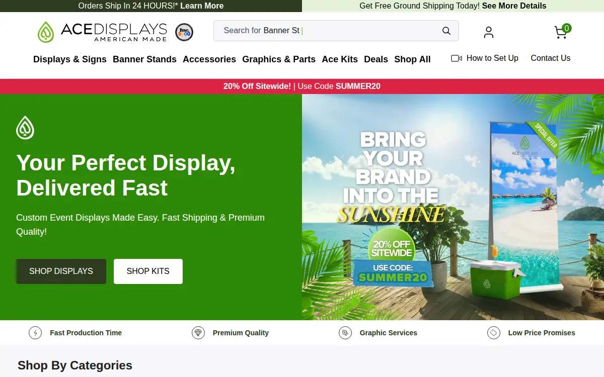Homepage of Ace Displays LLC