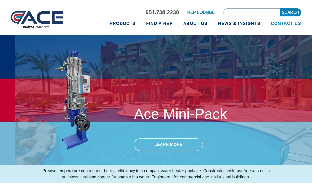 Homepage of Ace Heaters LLC