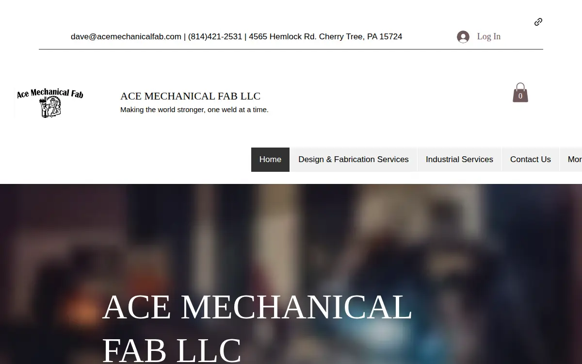 Homepage of Ace Mechanical Fab LLC