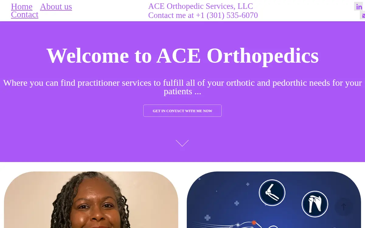 Homepage of Ace Orthopedic Services, LLC