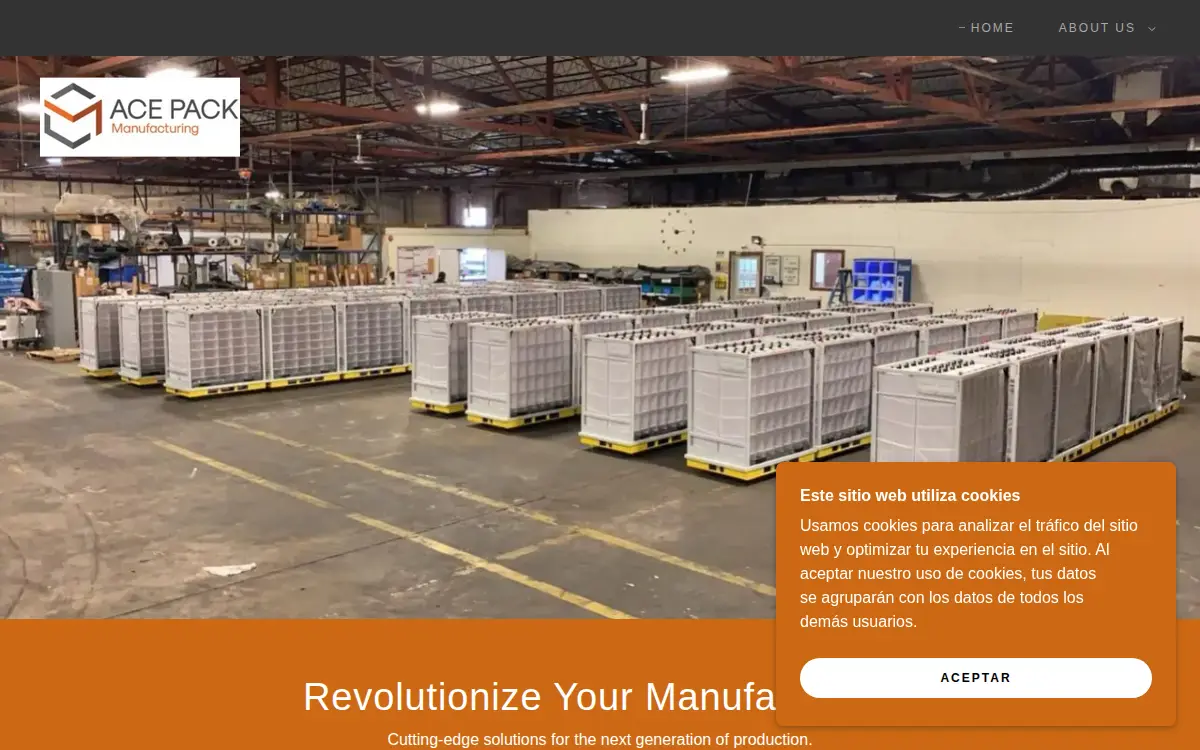 Homepage of Ace Packaging LLC