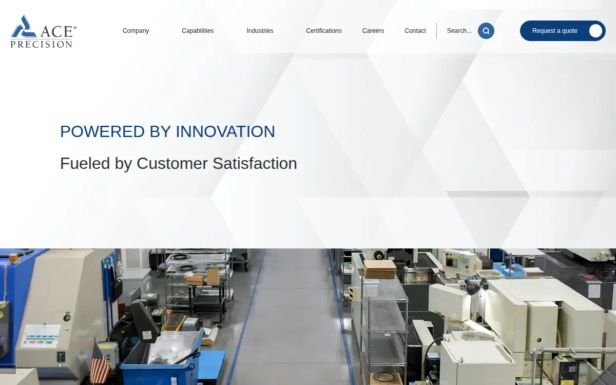 Homepage of Ace Precision Machining, LLC