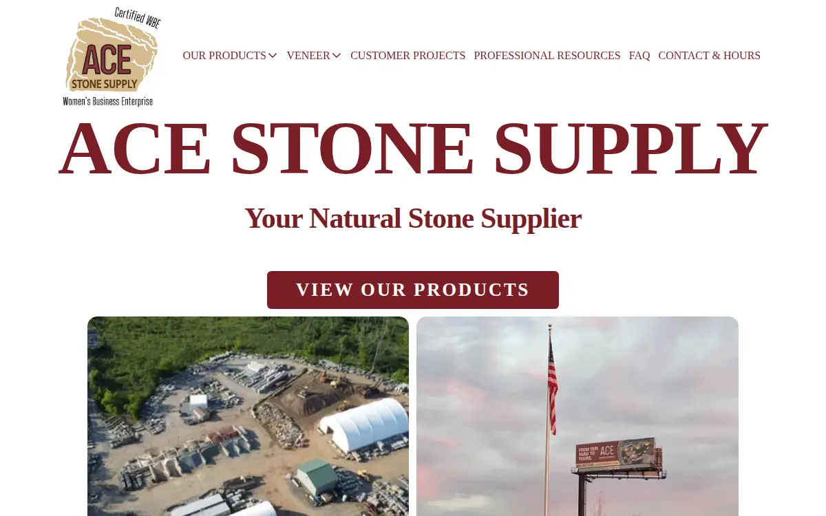 Homepage of Ace Stone Supply INC.