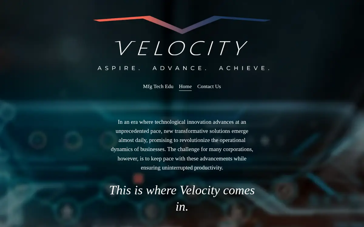 Homepage of Velocity CORP