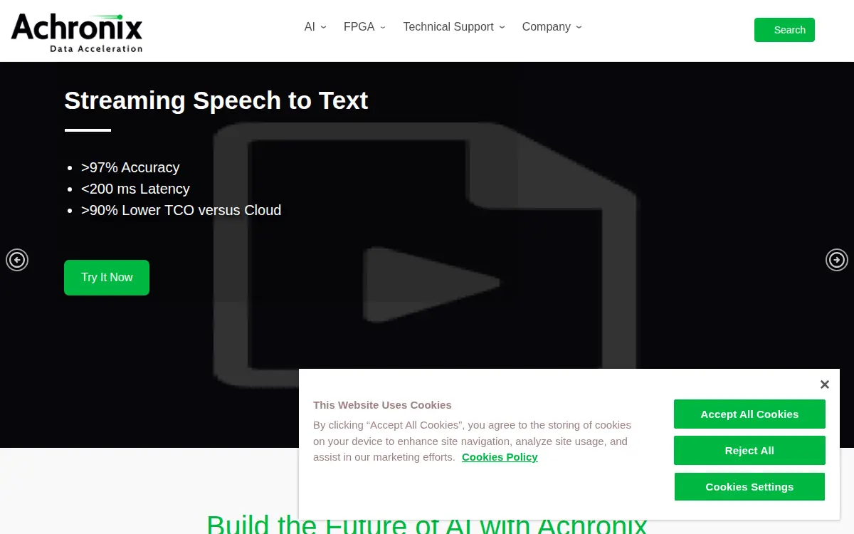 Homepage of Achronix Semiconductor Corporation