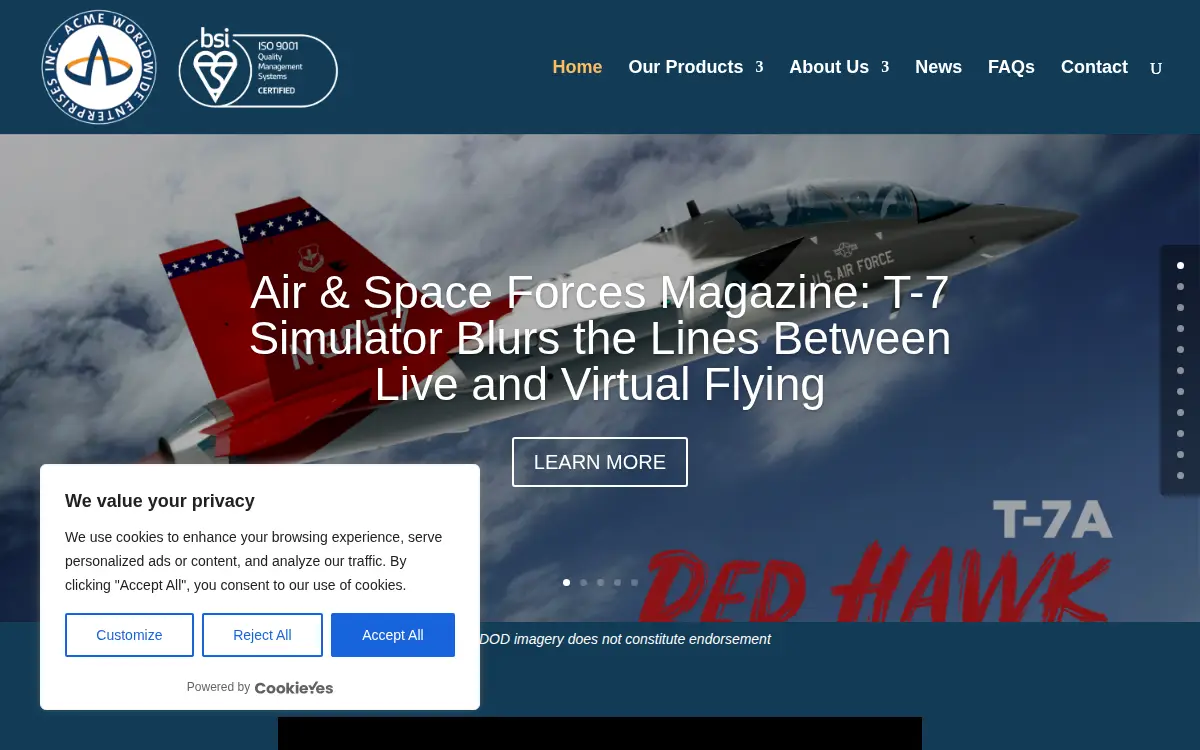 Homepage of Acme Worldwide Enterprises, INC