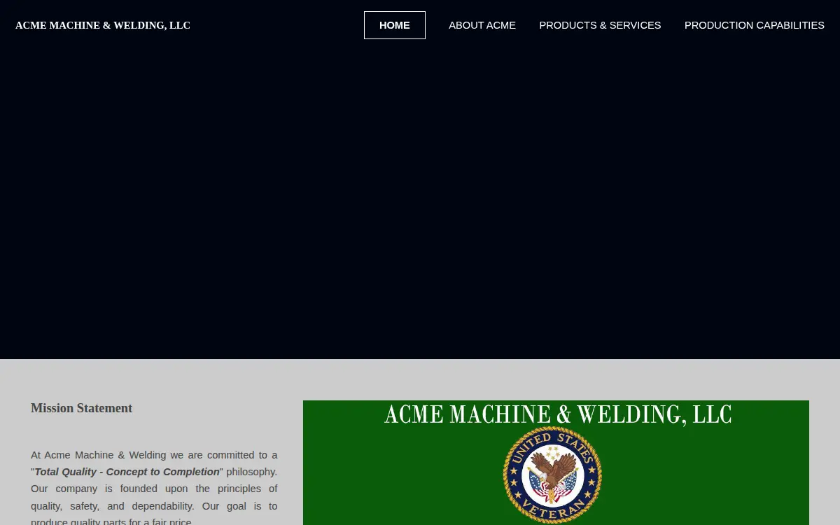 Homepage of Acme Machine and Welding, L.l.c.