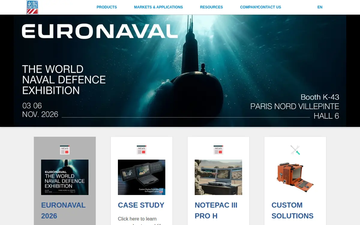 Homepage of Acme Portable Machines INC